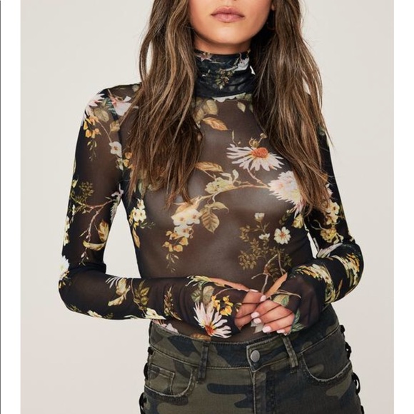 mesh turtleneck top